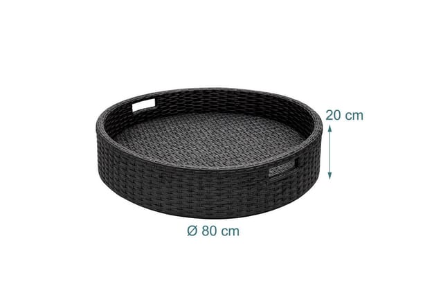 Relaxdays Schwimmendes Tablett, 2 In 1 Pooltablett Für Getränke & Snacks, Hd: Ca. 20x80 Cm, Rattan, Unsinkbar, Schwarz
