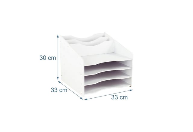 Relaxdays Dokumentenablage, Din A4, 6 Fächer, Büro, Home Office, Hxbxt: 30 X 33 X 33 Cm, Schreibtisch Organizer, Weiß