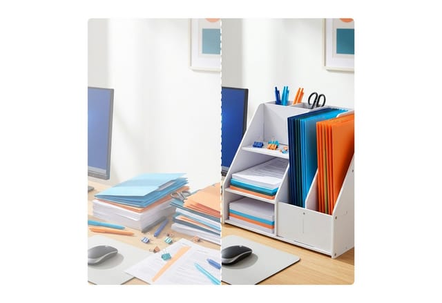 Relaxdays Schreibtisch Organizer, Din A4, 7 Fächer, Büro, Home Office, Schule, Stifte, Akten, Dokumentenhalter, Weiß