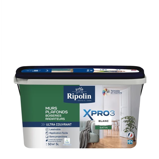 Ripolin Xpro3 5l Satinweiße Farbe Für Wände, Decken Und Holzoberflächen Ripolin