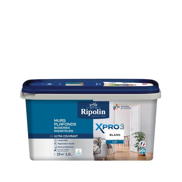 Ripolin Xpro3 2,5l Matte Weiße Farbe Für Wände, Decken Und Holzoberflächen Ripolin