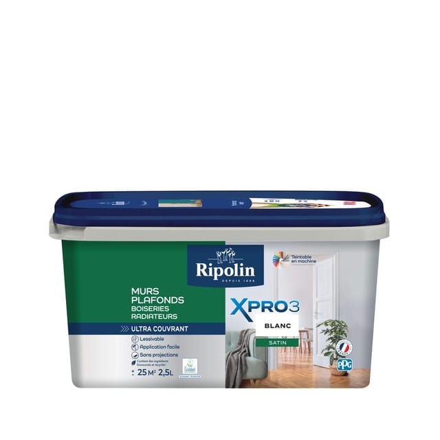 Ripolin Xpro3 2,5 L Satinweiße Farbe Für Wände, Decken Und Holzoberflächen Ripolin