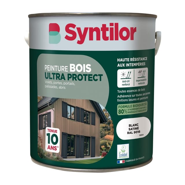Ultra Protect Syntilor Außenholzfarbe, Seidenmattweiß, 5 L Syntilor