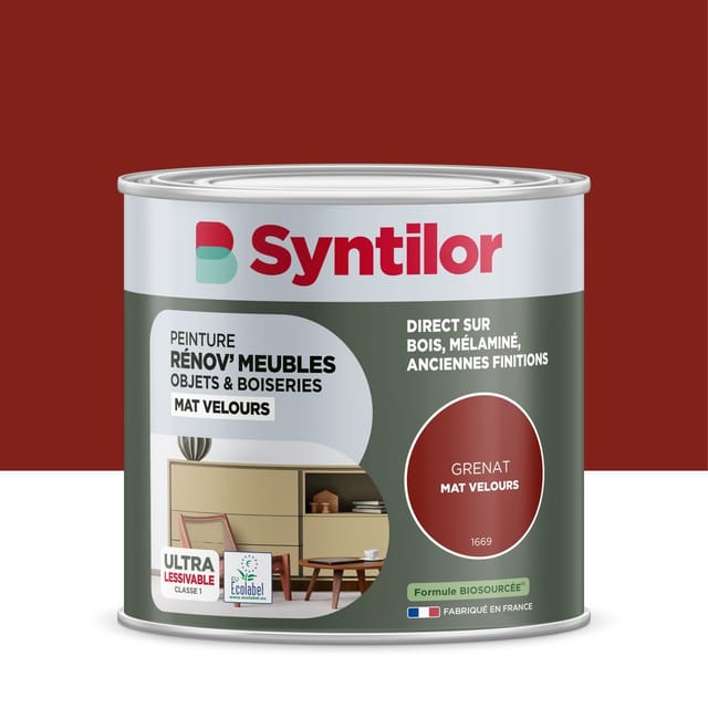 Syntilor Möbel- Und Objektrenovierungsfarbe, Granat-samt, 0,25 L Syntilor