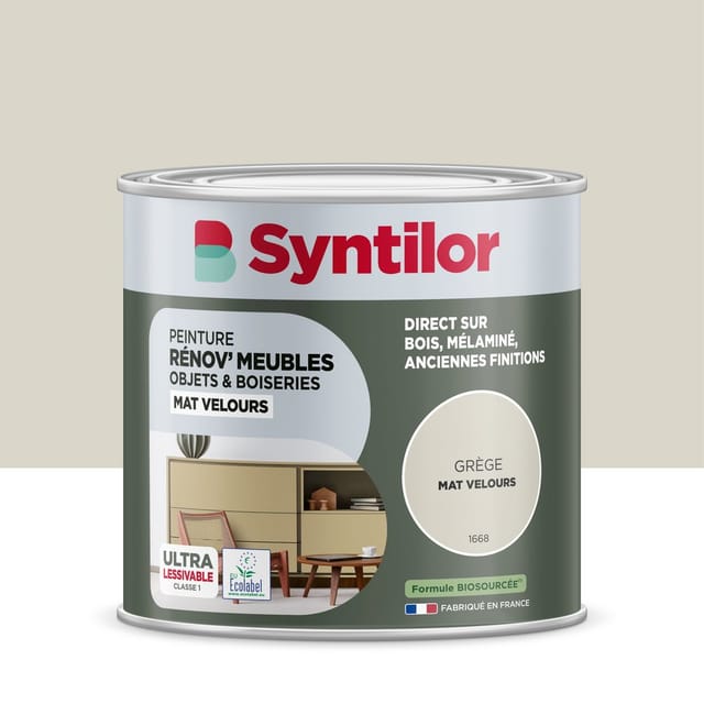 Syntilor Möbel- Und Objektrenovierungsfarbe, Samtgraubeige, 0,5 L Syntilor
