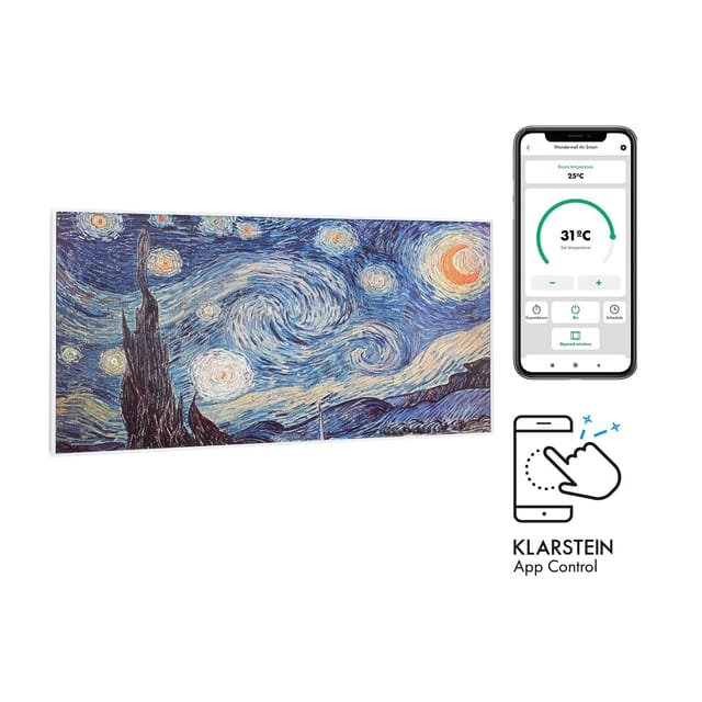 Klarstein - Wonderwall Air Art Smart Infrarotheizung 120x60cm 700w Wandinstallation App-steuerung Sternennacht