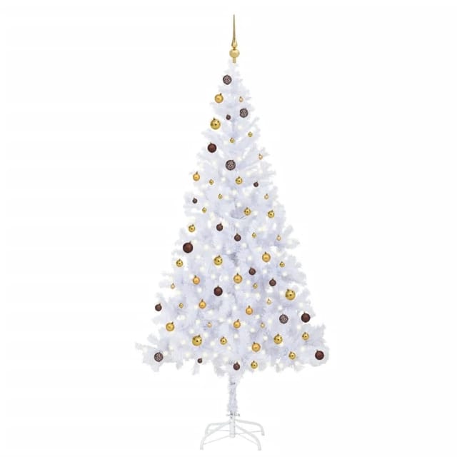 vidaXL Künstlicher Weihnachtsbaum mit LEDs & Kugeln 210 cm 910 Zweige Modell 2