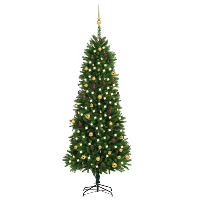 vidaXL Künstlicher Weihnachtsbaum mit LEDs Kugeln 240 cm Grün Modell 1