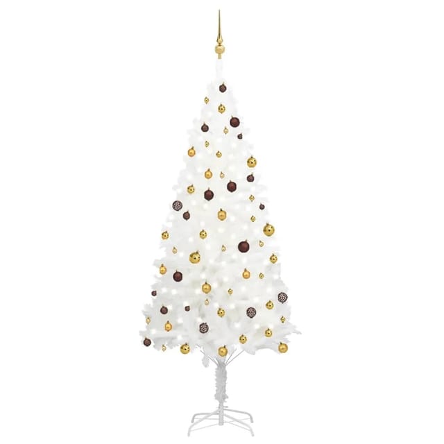 vidaXL Künstlicher Weihnachtsbaum mit LEDs & Kugeln Weiß 240 cm Modell 1