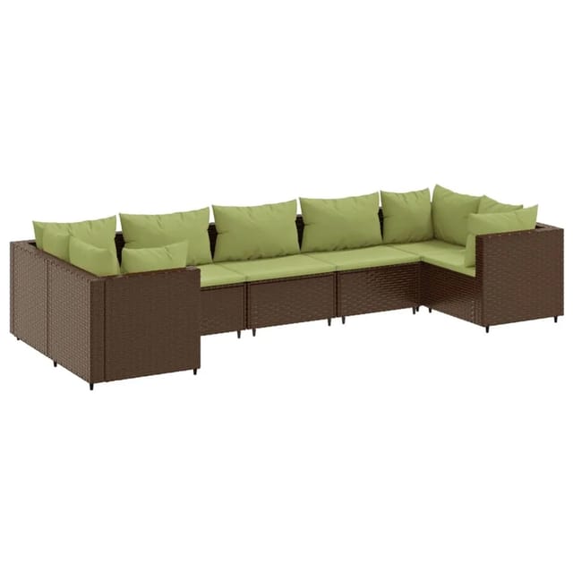 vidaXL 7-tlg Garten-Lounge-Set mit Kissen Braun Poly Rattan Modell 12