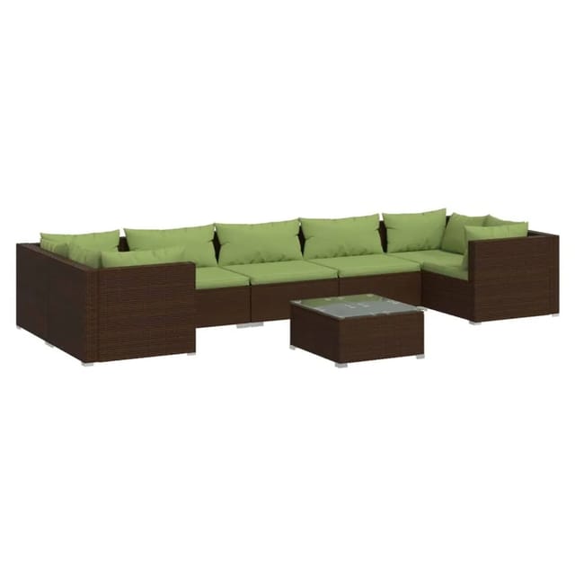 vidaXL 8-tlg Garten-Lounge-Set mit Kissen Poly Rattan Braun Modell 36