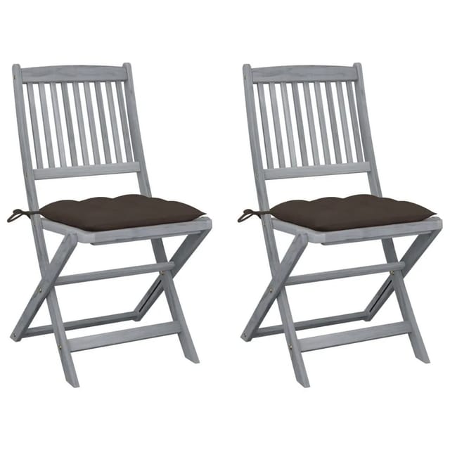 vidaXL Klappbare Gartenstühle 2 Stk mit Kissen Massivholz Akazie 3064559