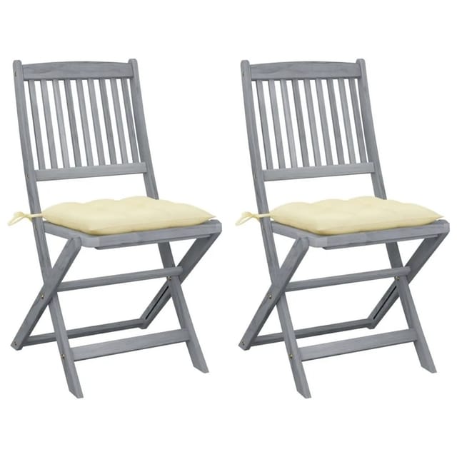 vidaXL Klappbare Gartenstühle 2 Stk mit Kissen Massivholz Akazie 3064553