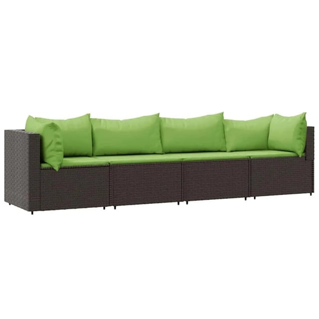 vidaXL 4-Tlg Garten-Lounge-Set mit Kissen Braun Poly Rattan 319832