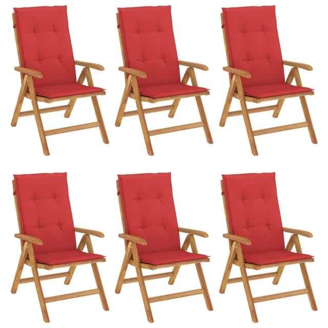 vidaXL Gartenstühle mit Kissen 6 Stk Massivholz Teak 3196499