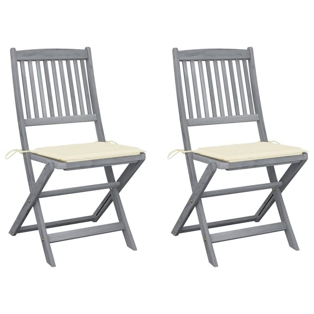 vidaXL Klappbare Gartenstühle 2 Stk mit Kissen Massivholz Akazie 3064538