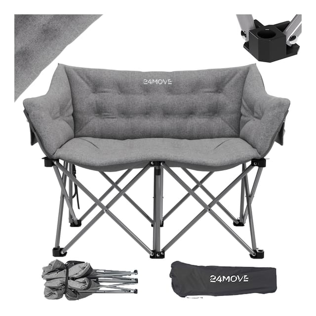 24MOVE® Campingsofa Campingstuhl Klappstuhl DIADEMA faltbar grau