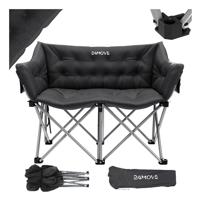 24MOVE® Campingsofa Campingstuhl Klappstuhl DIADEMA faltbar schwarz