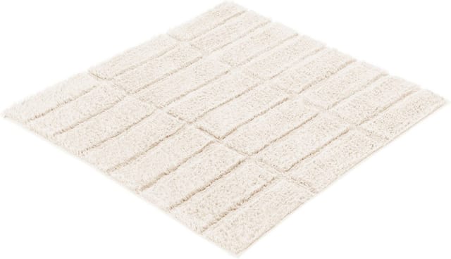 Kleine Wolke Badematte Tiles, Badvorleger, Badezimmer Teppich, Höhe 13 mm, rutschhemmend beschichtet, fußbodenheizungsgeeignet, Baumwolle, quadratisch, Badteppich, Uni Farben, Hoch-Tief Effekt