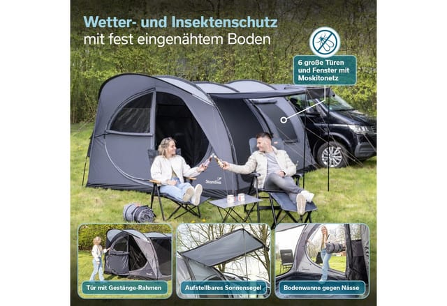 Skandika Buszelt Esbjerg Travel 2 Protect, Freistehend, 1 Schlafkabinen, Personen: 2 (Moskitonetz an allen Eingängen und Fenstern, Tragetasche), Wassersäule 3000 mm, eingenähter Zeltboden, 2,1 m Stehhöhe