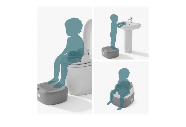 relaxdays Toilettentrainer Töpfchen 4-in-1 mit Deckel, grau