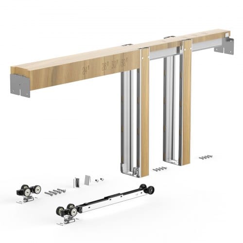Schiebetürrahmen-set Für 610–762 Mm Breite & 2032 Mm Hohe Türen, Schiebetürsystem-set Aus Verzinkter Stahl & Holz Mit Zwei-wege-soft-close-mechanismus & Sanftem Gleiten, Für Wohnzimmer