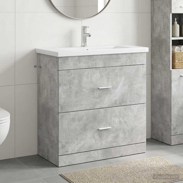 Vidaxl Badezimmermöbel-set Betongrau 81 X 40 X 84,5 Cm Holzwerkstoff