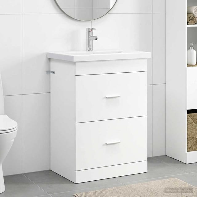 Vidaxl Badezimmermöbel-set Weiß 61 X 40 X 84,5 Cm Holzwerkstoff