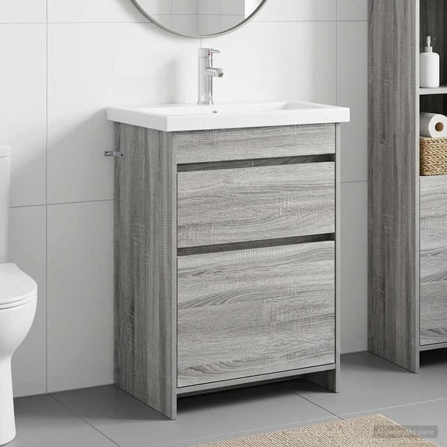 Vidaxl Badezimmermöbel-set Grau Sonoma 61 X 40 X 84,5 Cm Holzwerkstoff