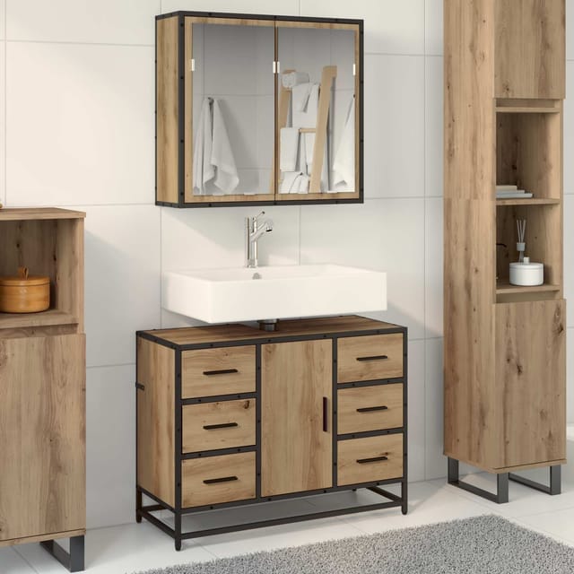 Vidaxl Badezimmermöbel-set 2 Stk. Artisan-eiche 80 X 33 X 60 Cm