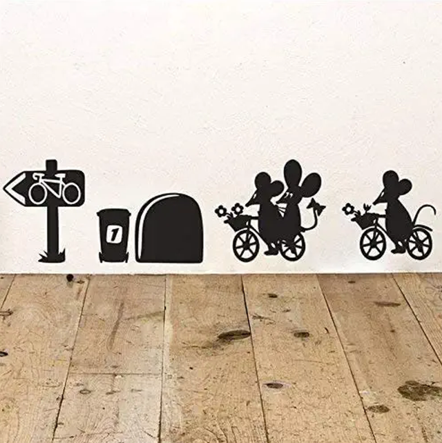 Vinyl-wandaufkleber Für Fußleisten, Fahrrad- Und Mauslochmotiv, 28 Cm X 7 Cm