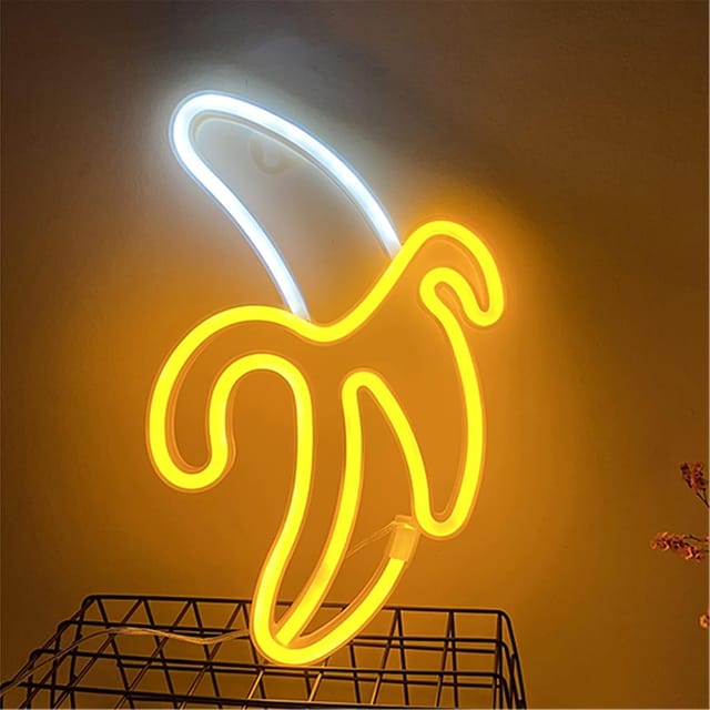 Led-neon-wandleuchte In Bananenform Für Die Innendekoration, Batterie- Und Usb-betrieben, Neon-nachtlicht