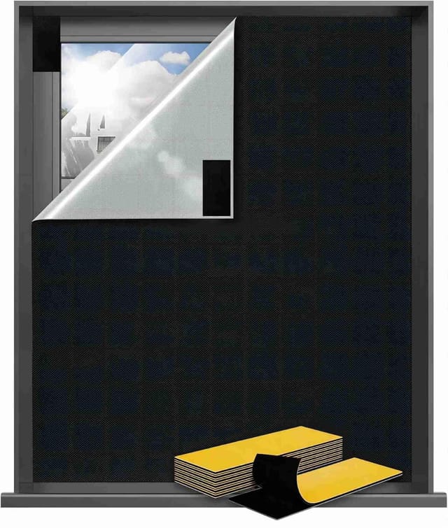 Bohrfreies Verdunkelungsrollo – 100 % Verdunkelung, Hochwertiger Verdunkelungsvorhang Aus Oxford-gewebe Mit Starkem Klettverschluss, Zuschneidbar, 200 X 145 Cm, Sonnenschutz Für Zuhause