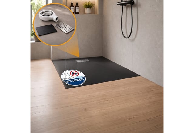 Dalsys Duschwanne Steinoptik - 90x90cm Schwarz