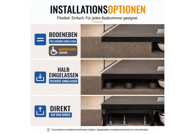 Dalsys Duschwanne Steinoptik - 100x80cm Schwarz