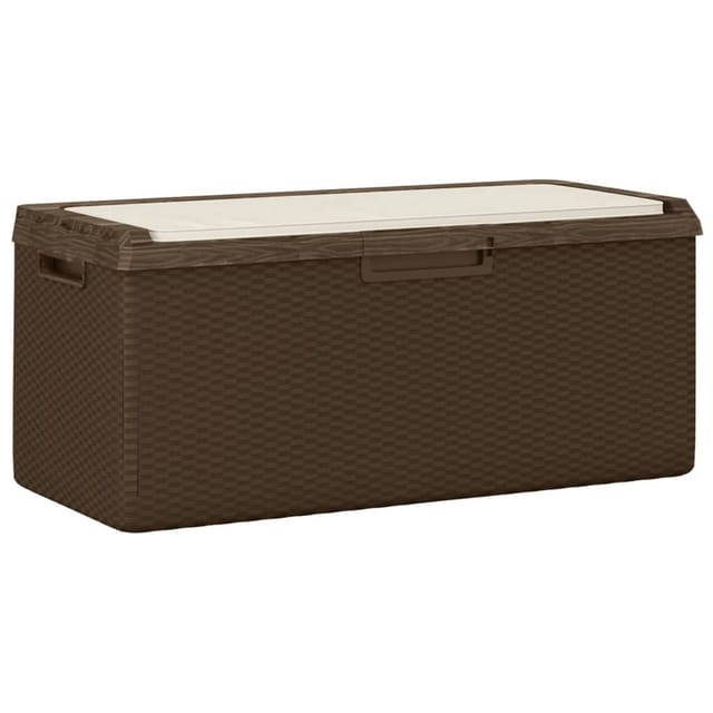 Gartentruhe Mit Sitzkissen Braun 350 L Pp Vidaxl