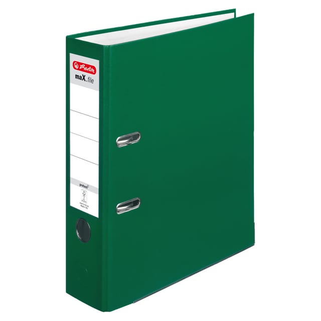 herlitz Ordner max.file protect A4 PP-Folienbezug Fenster 8 cm grün
