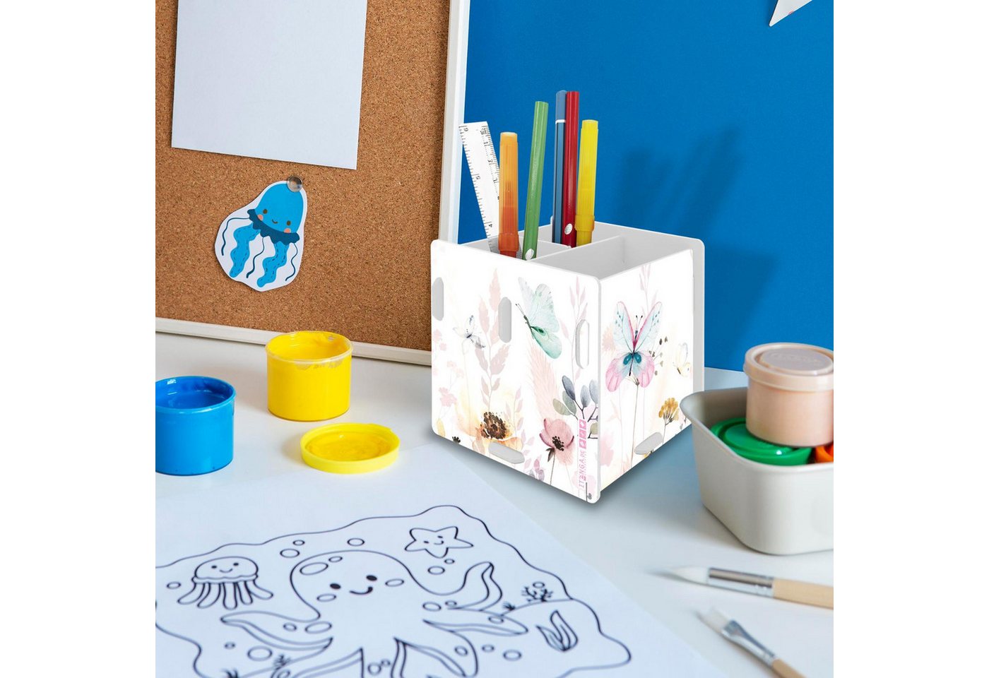 itenga Organizer itenga Stifteköcher "Schmetterling" steckbar aus Kunststoff