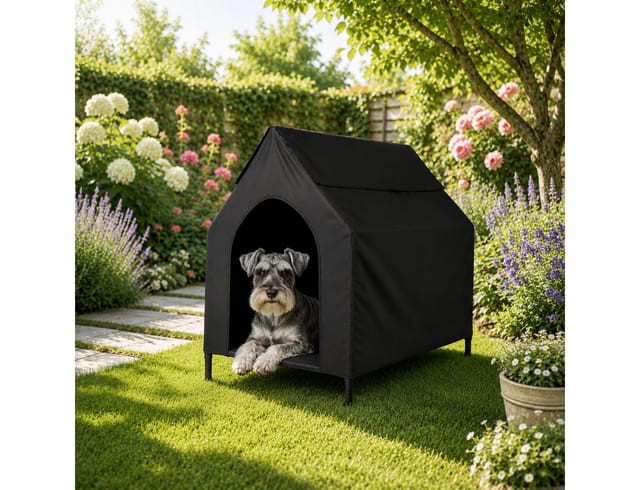 belviona Gartenliege, erhöhtes Hundebett belastbar bis 40 kg, 90x65x85 cm, schwarz, 1 St., für Garten, Terrasse & Balkon, wasserabweisend
