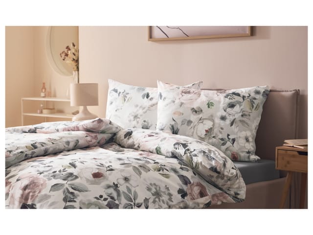 LIVARNO® Edel-Renforcé-Bettwäsche, 135 x 200 cm (Rot/weiß)