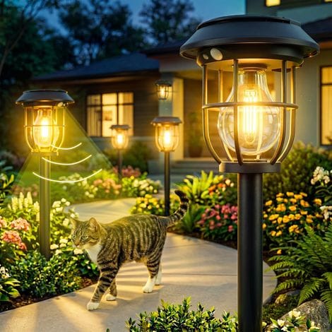 Led Solar Gartenlampen, 8er Set Außenbeleuchtung Mit Bewegungssensor, 3 Modi, Wasserdicht Für Weg Und Hof