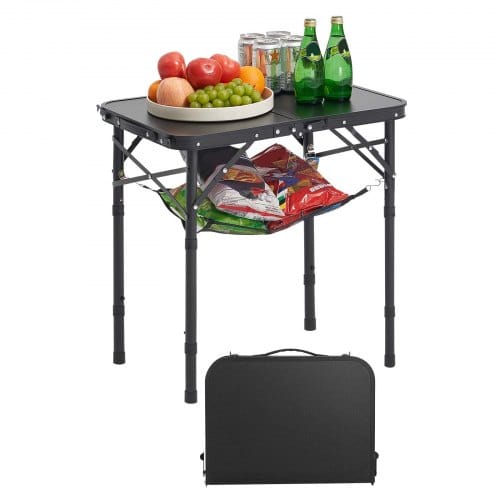 Klapptisch Buffettisch Tragbarer Allzwecktisch 60 X 40 Cm, Höhenverstellbarer Tisch (für 2-4 Personen) Mit Tragegriff, Gartentisch Campingtisch Für Partys Picknick Camping Grillen, Schwarz