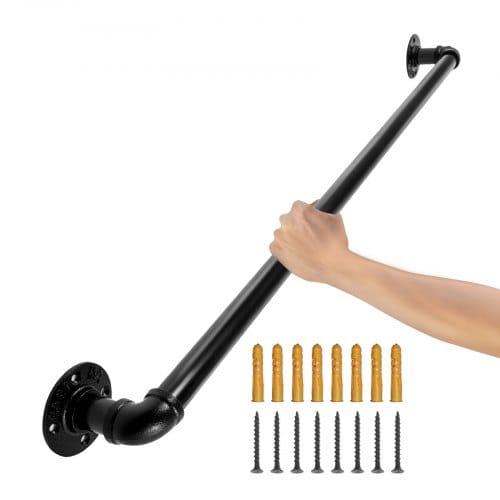 Retro Wasserrohr Handlauf 60cm Industrieller Geländer Schutzbügel Handlauf Kohlenstoffstahl + Mattes Finish Geländer Retro Industrie 200kg Traglast Ideal Für Handläufe Im Innen-/außenbereich