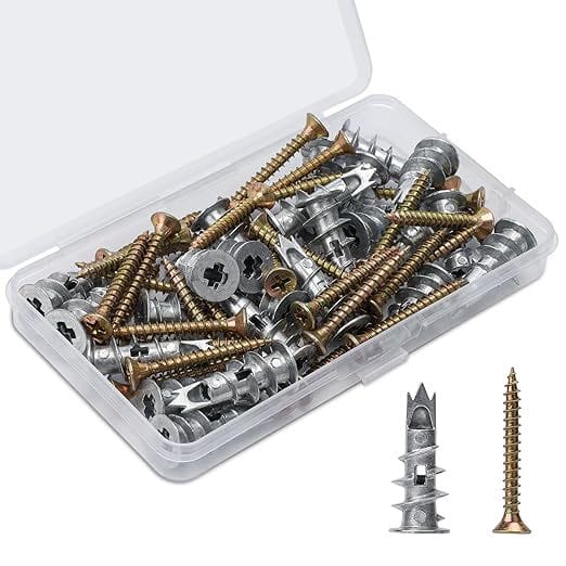 50 Stück Selbstbohrende Spreizdübel Aus Verzinkter Legierung Für Gipskartonplatten – Kit Mit Schrauben, Schwere Und Sichere Befestigung