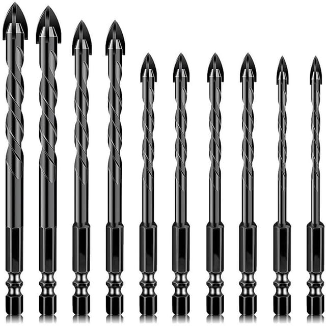 Set Mit 10 Mehrzweck-hartmetallbohrern Für Fliesen, Glas, Porzellan, Beton, Ziegelwände Und Glas (5 Bis 12 Mm)