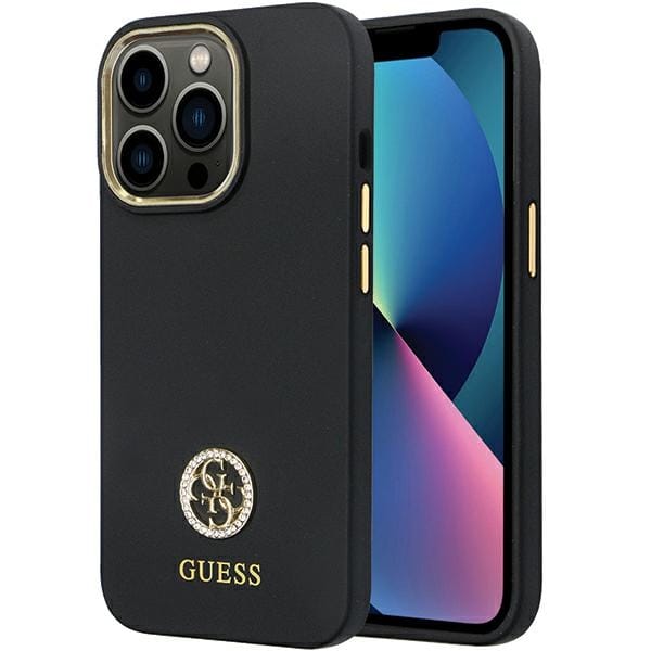 Iphone 13 Pro Guess Silikonhülle Logo Strass Schwarz
