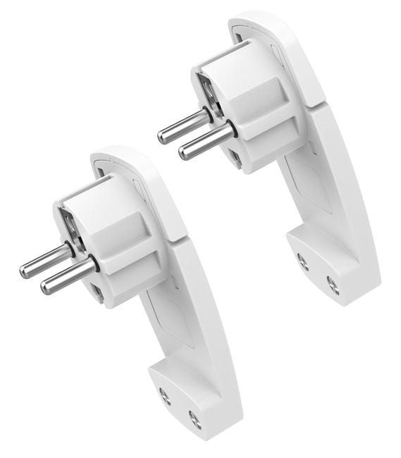 2 Stück Extra Flache Stecker, Weiß, Mit Klappgriff, Ip20-stecker, 250 V (16 A)