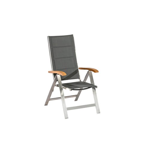 MERXX Gartenmöbelset »Ferrara«, 6 Sitzplätze, Edelstahl/Textil/Akazienholz - silberfarben