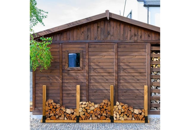 Relaxdays Holzstapelhilfe Stahl Schwarz 16 cm x 34 cm x 10 cm 4er Set