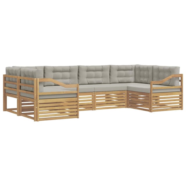 vidaXL Outdoor-Sofagarnitur 6-Tlg Weiß und Hellgrau Polyester 3391061